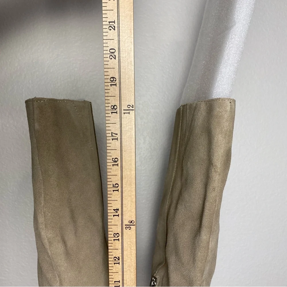 Nine West Beige Taupe Knee-High Block Heel Boots Size 10